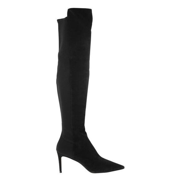 Sleek and Stylish 75 Thigh-High Suede Boots for Women in Black